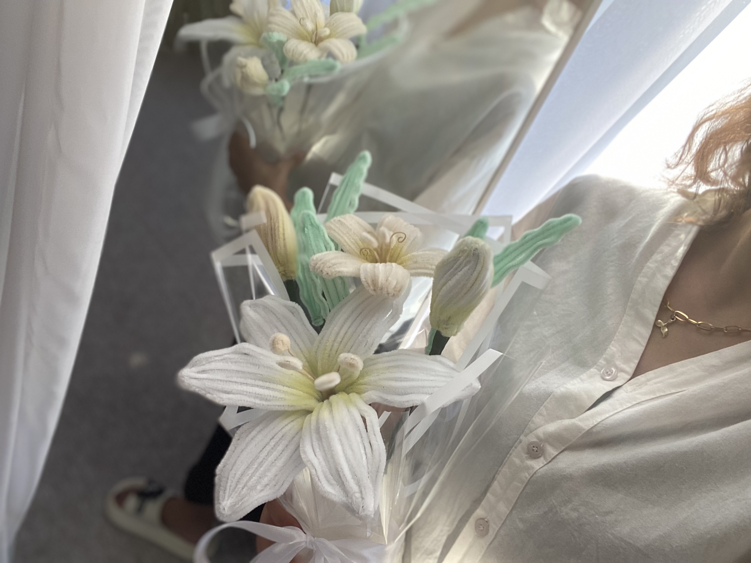دسته گل سفید پیپ پاکنی - image 2